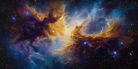 Wall Mural - interstellar dust clouds a vibrant space scene of cosmic energy and stellar formation