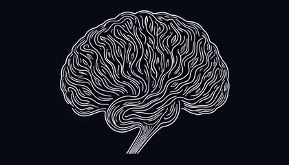 Poster - Neural network brain illustration with circuit patterns, cognitive analysis