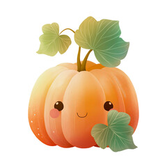 Leinwandbilder - Flat illustration of an orange kawaii pumpkin character