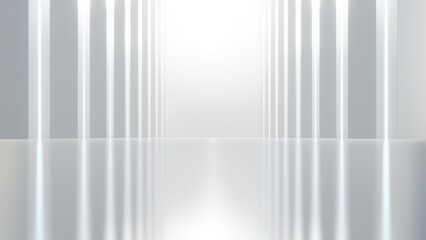 Fototapete - Abstract architectural space with empty concrete floor, Geometric in white sci-fi interior design, 3d rendering background