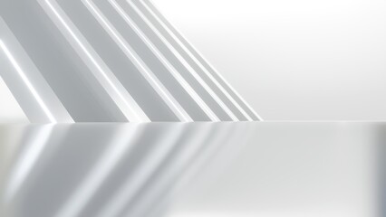 Poster - Abstract architectural space with empty concrete floor, Geometric in white sci-fi interior design, 3d rendering background