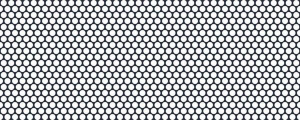 Metal micro mesh seamless pattern. Iron plate with round holes. Perforated metal texture. Dotted seamless pattern. Peg board sheet. Speaker screen grid background. Vector design illustration.