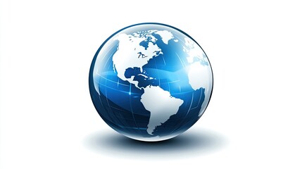 Aufkleber - realistic globe illustration showcasing earth with blue and white colors, highlighting continents an
