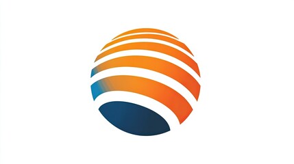 Poster - Abstract logo design featuring a spherical shape with orange and blue stripes creating a modern and dynamic visual impact for branding purposes