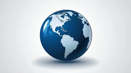 Poster - Blue and White Earth Globe on White Background Showcasing North America and South America with Clear Details of Continental Features