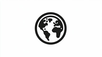 Poster - Global Earth Icon in Black and White Design for Representing Environmental Themes and Geographical Concepts in Creative Projects and Media Uses