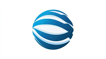 Poster - Abstract Blue and White Sphere with Flowing Curves Representing Motion and Fluidity in Modern Design Aesthetic and Branding Concepts