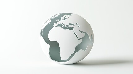 Poster - 3D Illustration of Minimalist White Globe with Africa Continent Highlighted on Light Background for Global Representation and Environmental Concept