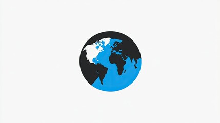 Poster - Abstract illustration of a globe featuring continents in white and blue colors against a black background for global themes and environmental concepts