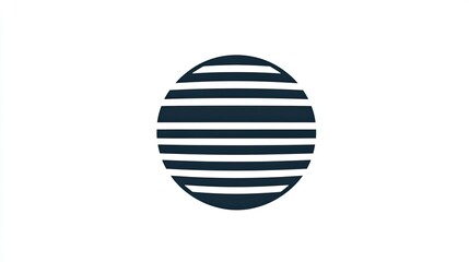 Poster - Abstract circular design featuring horizontal stripes in a modern minimalist style, suitable for backgrounds in various creative projects and designs.