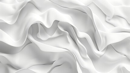 Poster - Close up of flowing white fabric with soft curves and elegant texture