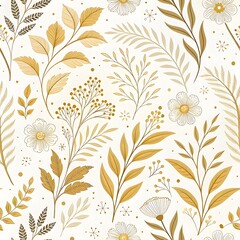 Poster - Sophisticated pattern showcasing a natural aesthetic with white and golden tones, perfect for modern or artistic design needs. Offers a luxurious and high-quality appearance