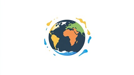 Poster - Colorful illustration of the Earth with vibrant splash effects, depicting continents and oceans, suitable for global awareness, nature themes, and more