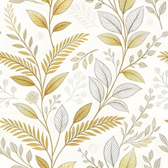 Poster - Sophisticated pattern showcasing a natural aesthetic with white and golden tones, perfect for modern or artistic design needs. Offers a luxurious and high-quality appearance