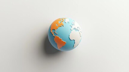 Poster - Three-Dimensional Model of Earth with Colorful Representation of Continents on a Minimalist Background