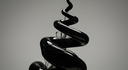 Poster - Monochrome Abstract Glossy Sculptural Structure With Swirling Design