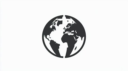 Poster - Black and White Illustration of a Simplified Earth Globe with a Focus on Continents and Abstract Design Elements for Background Use