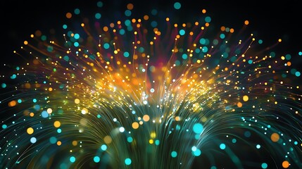 Poster - Abstract fiber optic light trails background wallpaper high speed internet connection technology concept