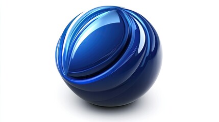Poster - Shiny Blue Sphere with Smooth Curves and Reflective Surface for Modern Design Concepts and Abstract Backgrounds