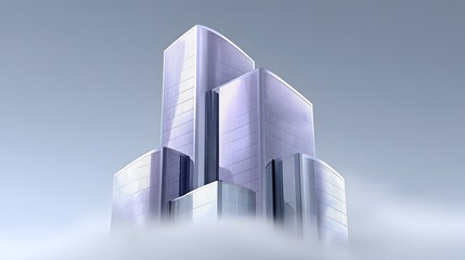 Poster - Futuristic cityscape with surreal geometric architecture, towering crystalline skyscrapers reflecting neon lights, floating pathways, and impossible angles, cyberpunk aesthetic, deep blue and purple