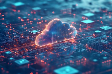 Poster - Cloud computing technology digital network data storage information system abstract futuristic background