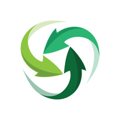 Aufkleber - The image shows a flat logo design of three arrows in greens facing each other that looks clean and sharp on a white background
