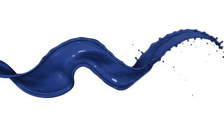Poster - Vivid Flowing Indigo Paint Splash Against A Crisp White Backdrop