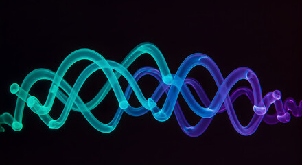 Poster - Elegant Luminous Curves Against Black Backdrop Glowing In Blue And Purple Hues