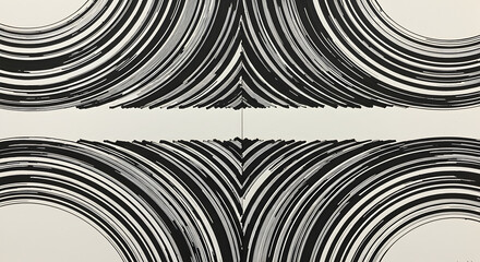 Poster - Graphic Concentric Arcs In Black And White Creating An Optical Illusion