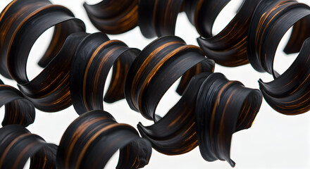Poster - Artistic Arrangement Of Elegant Dark Spirals With Gold Veins On White