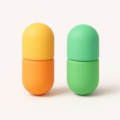 Poster - Two Colorful Capsules on White Background