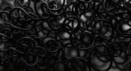 Poster - Abstract Black Rings Intertwined For Sophisticated Visuals With Light Effects
