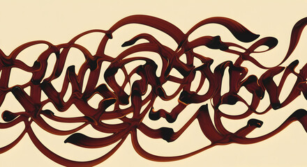 Poster - Abstract Swirls Of Rich Brown Pigment On A Light Beige Canvas Background