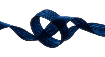 Poster - Elegant Dark Blue Ribbon Intertwined On White Background Offers Modern Design Element