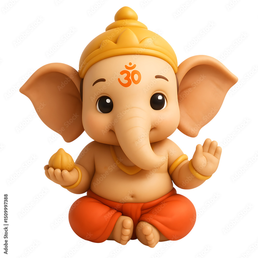 3d cute cartoon character of Indian god lord Ganesha on transparent  background Stock Illustration | Adobe Stock, image size:1000x1000