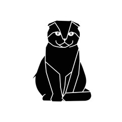 Poster - Geometric black cat sitting isolated on white background, a minimalist vector illustration with clean lines and a modern design, perfect for logos and graphic elements