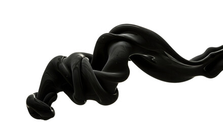 Poster - Abstract Black Flowing Liquid Shape On White Background Beautiful Design