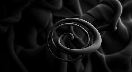 Poster - Elegant Dark Background With Abstract Spiral Shape In Minimalist Style
