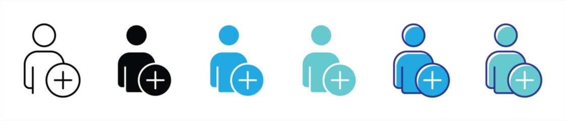 Poster - add people icon set. a sleek visual for user addition, network expansion, community growth thin line
