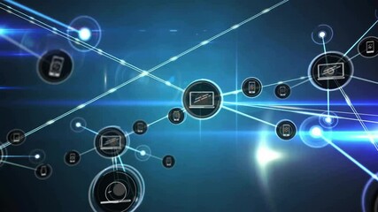 Poster - Incoming beam connecting computer node activating device nodes multiplying and forming network