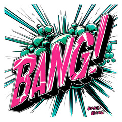 Aufkleber - Dynamic Comic Book Bang Explosion Graphic with 3D Lettering