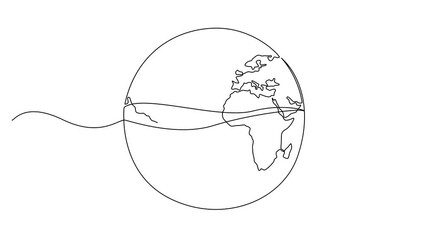 Poster - Animated self drawing of single one line drawing a young woman holds a ribbon with both hands. Symbol of health. Inviting donations. More health concerns. World Lupus Day. Full length animation
