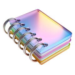 Aufkleber - An iridescent transparent and reflective 3D rendered notebook or note page icon symbolizing a task list or organizational tool with a modern glossy and minimalist design against a soft
