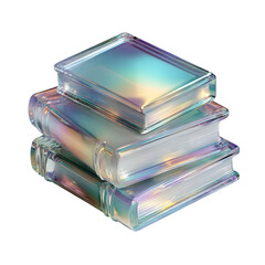 Aufkleber - Stacked transparent books with an iridescent prismatic effect symbolizing the concept of education learning and the pursuit of knowledge