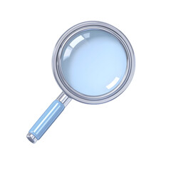Aufkleber - Minimalist 3D rendered metallic magnifying glass icon representing the concepts of search research analysis and investigation