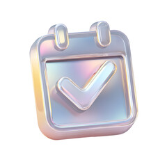 Aufkleber - Sleek metallic calendar icon with a prominent check mark representing a digital interface for schedule management task planning or reminders