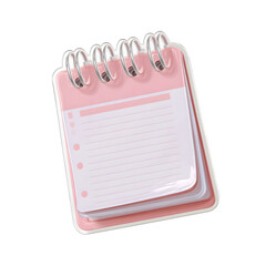 Aufkleber - A stylized minimalist of a pink spiral bound notebook or planner with a clean elegant design and a transparent background