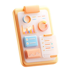 Poster - Minimalist and transparent mobile dashboard design with charts graphs and checklists for data analytics and performance tracking