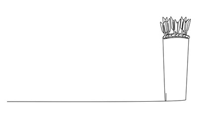 Poster - Animated self drawing of single continuous line drawing a number of arrows in a rattan wick. Arrow is very ready. Waiting for the target archery pad to be installed. Archery Day. Full length animation