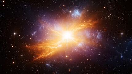 Wall Mural - Cosmic Explosion, Nebula, and Stars A Vibrant and Colorful Space Scene With Bright Center